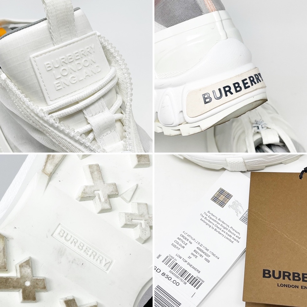 Burberry Arthur White Mesh Low Top Sneakers Chunky Shoes Made In Italy Size 37 - Picture 11 of 15